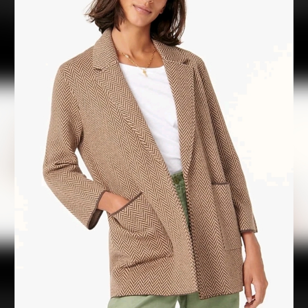 J. Crew Sophie Open Front Sweater Blazer In Chevron